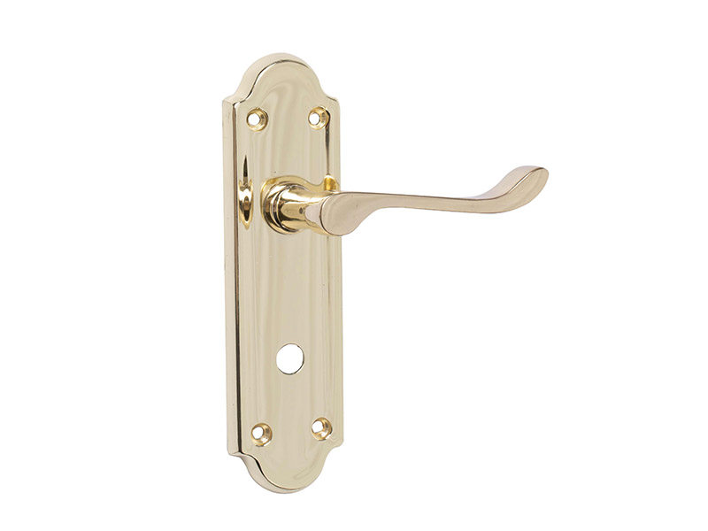 DH16834 Polished Brass Lever Door Handle On Plate-Zinc -LEVER DOOR HANDLE ON PLATE