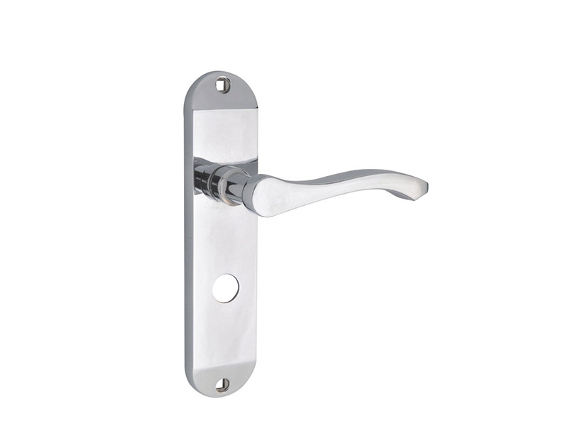 DH180A31 Satin Chrome Lock Lever Door Handle On Plate-LEVER DOOR HANDLE ON PLATE