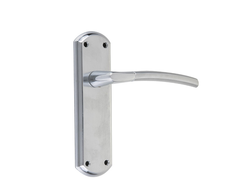 DH180B53 Zinc Door Handles Polished Chrome-LEVER DOOR HANDLE ON PLATE